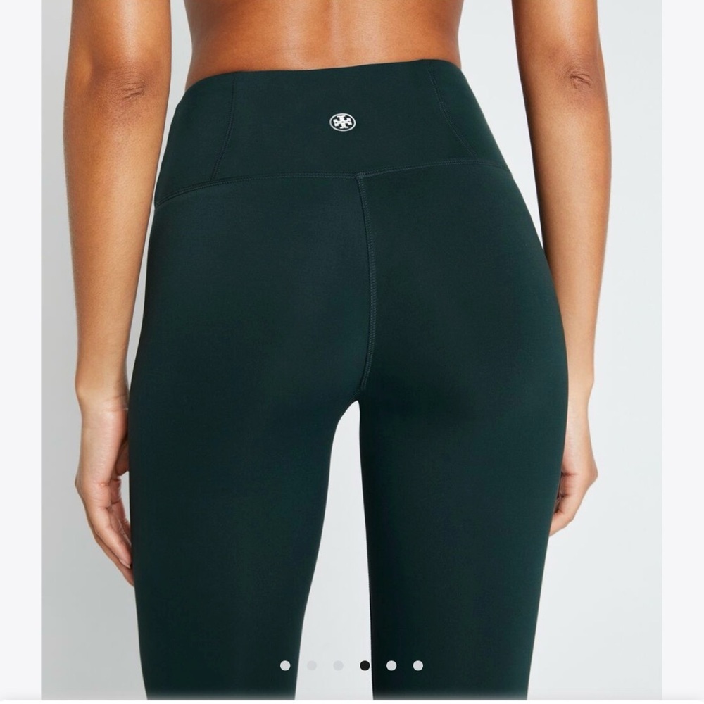 Tory Burch Multi-Stripe Chevron Green Leggings with Blue and White Stripes L - Picture 9 of 9